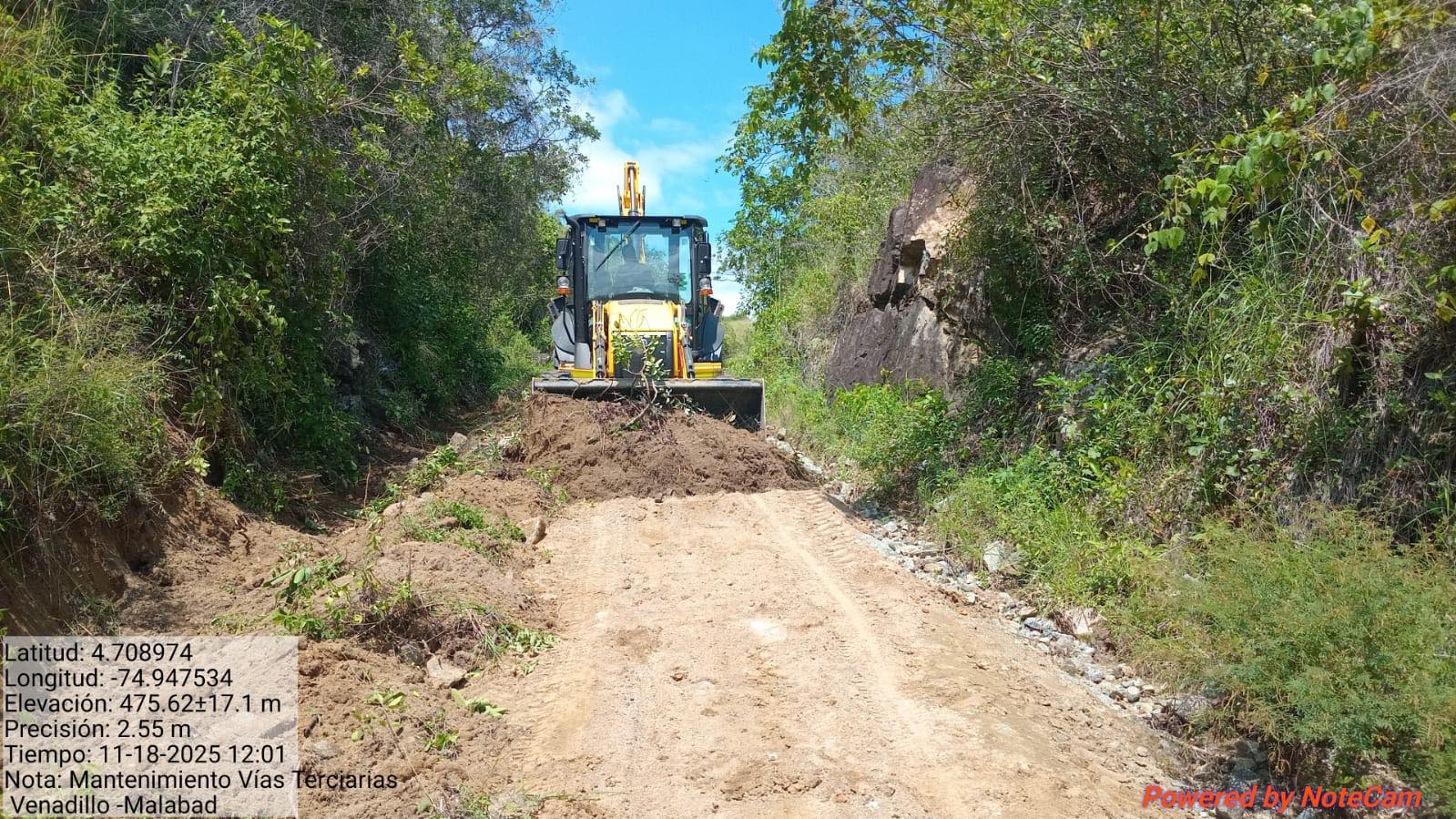 En la vía Venadillo – Malabar y Potrerito – Totare ya avanza el mantenimiento vial